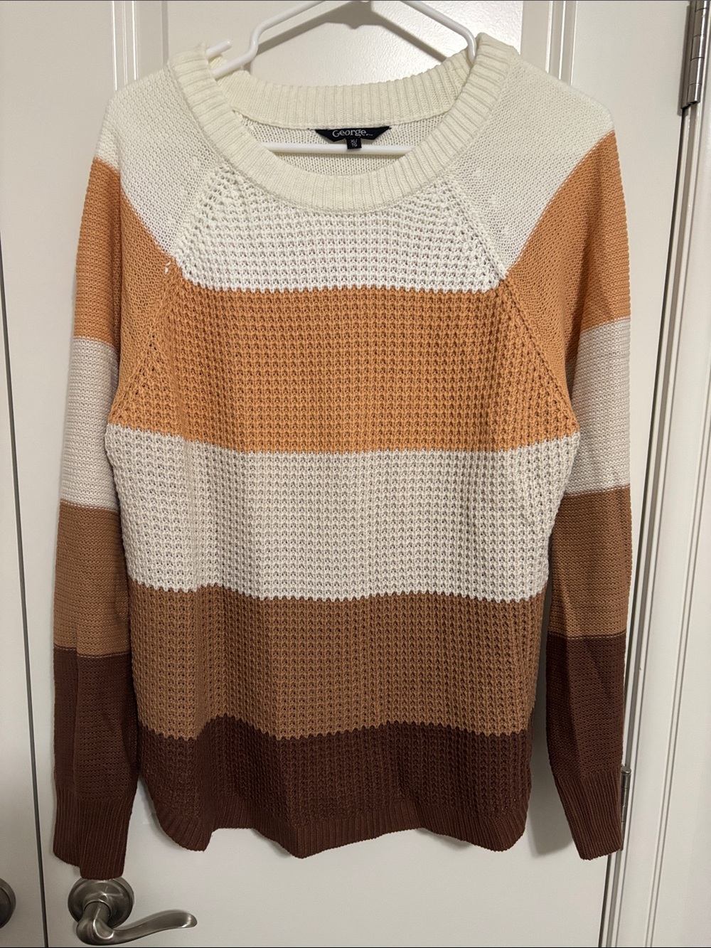 George Striped Knit Sweater in Cream, Tan and Brown